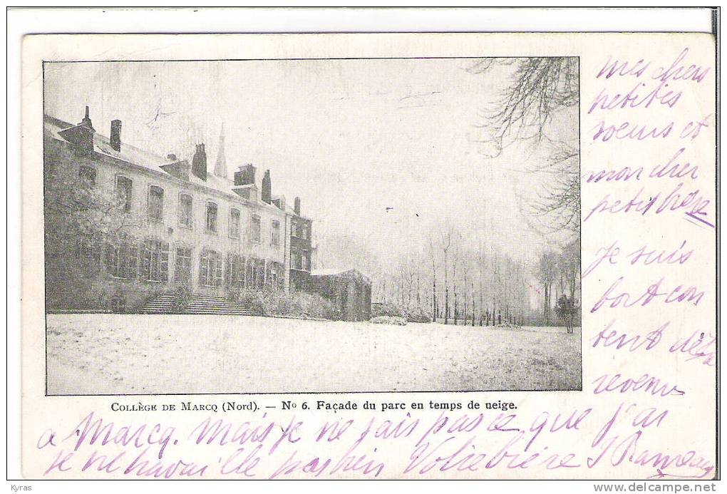 MARCQ EN BAROEUL  COLLEGE DE MARCQ N.6 FACADE DU PARC EN TEMPS DE NEIGE - Marcq En Baroeul