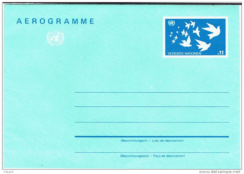 UNW UN Wien 19.. Mi ..** Aerogramm 11 S. Ohne Stempelaufdruck - Sonstige & Ohne Zuordnung