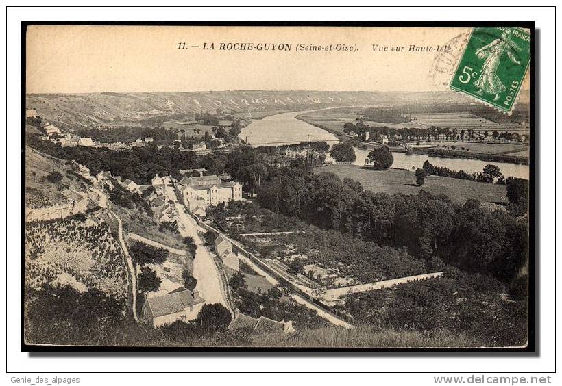 95 LA ROCHE GUYON, Vue Générale Sur Haute Isle, Voyagé En 1913 - La Roche Guyon