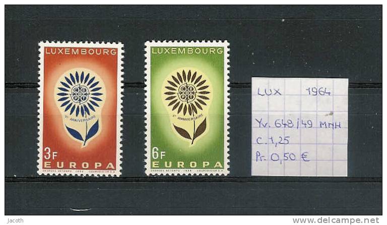 Luxembourg 1964 - Yv. 648/49 Postfris/neuf/MNH - Nuovi