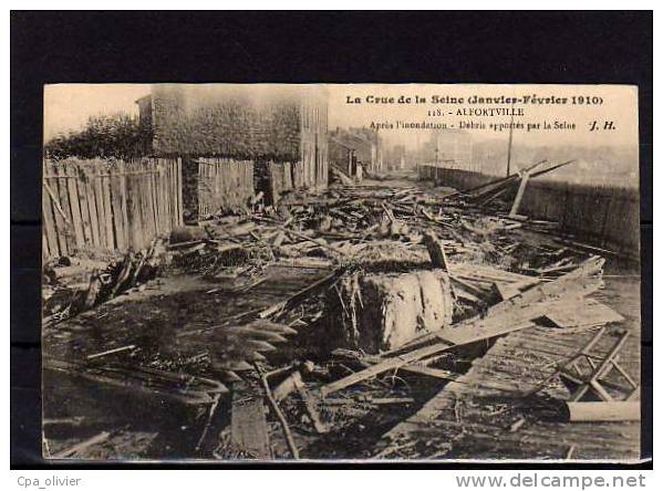 94 ALFORTVILLE Inondations 01-1910, Débris Apportés Par La Seine, Ed JH 118, Crue De La Seine, 191? - Alfortville