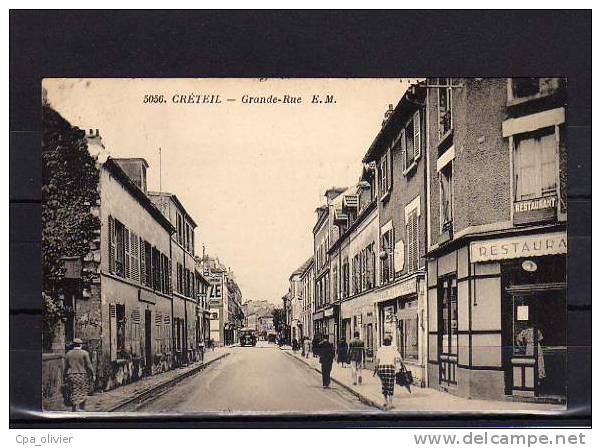 94 CRETEIL Grande Rue, Animée, Restaurant, Ed EM 5056, 1939 - Creteil