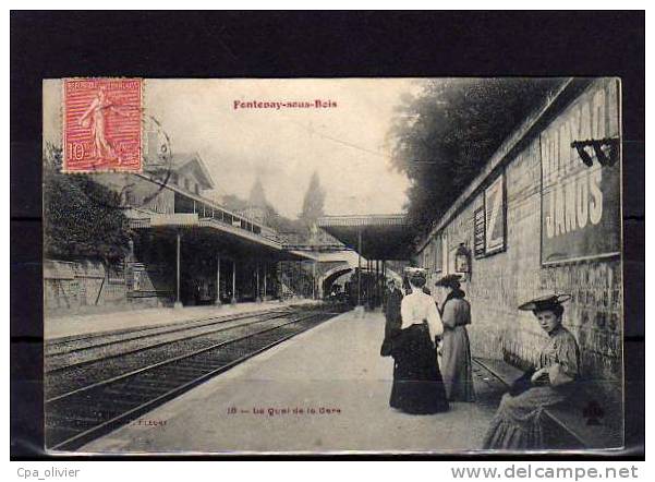 94 FONTENAY SOUS BOIS Gare, Intérieur, Quai, Animée, Beau Plan, Ed FF 18, 1906 - Fontenay Sous Bois