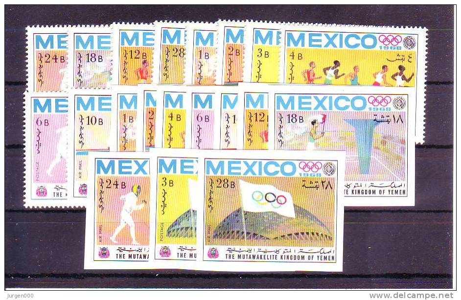 Yemen, Nr 493/502 A+B **, Michel = 18 Euro (Z14199) - Summer 1968: Mexico City