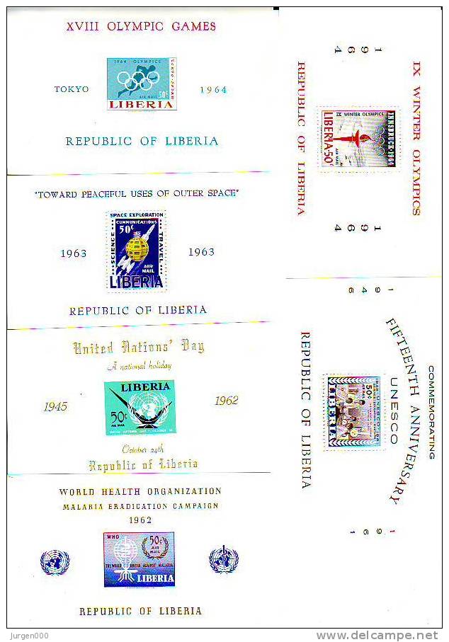 Liberia, BL20, BL24, BL25, BL27A, BL28A, BL31B **, Michel = 24 Euro (Z14991) - Summer 1964: Tokyo