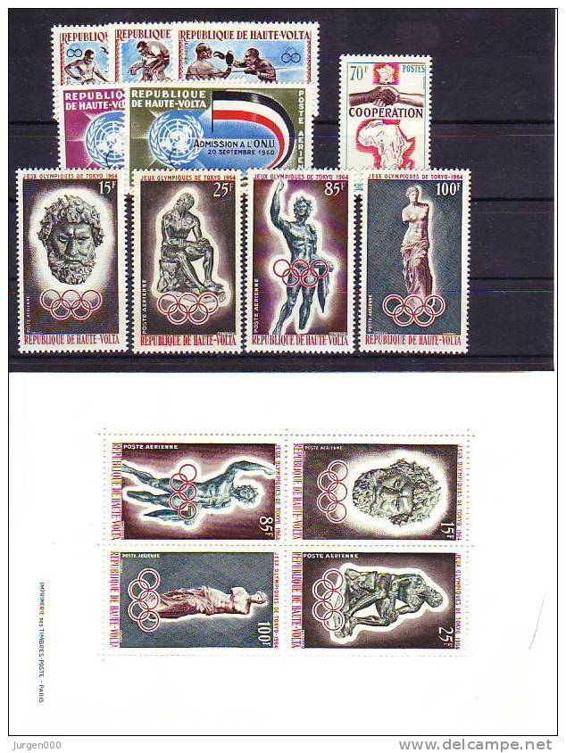 Haute-Volta, Nr 108/110, 112/113, 148/151, BL1, Nr 154 **, Michel = 18 Euro (Z17343) - Summer 1964: Tokyo