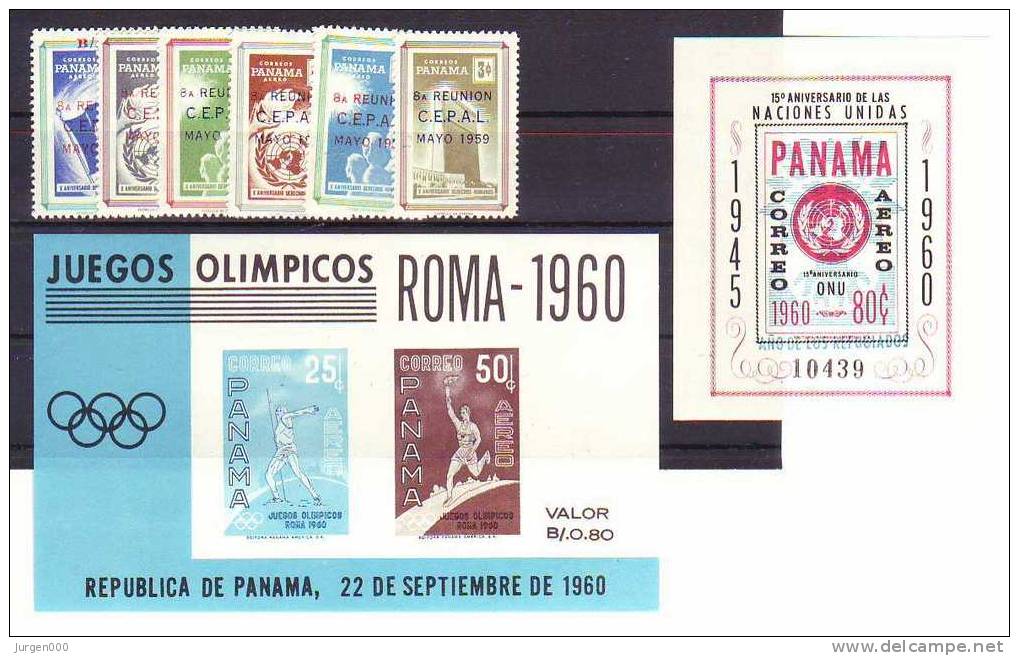 Panama, Nr 548/553, BL8, BL10 **, Michel = 20 Euro (Z17906) - Zomer 1960: Rome