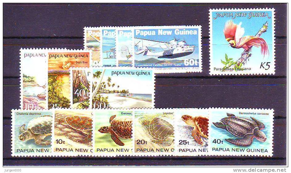 Papua New Guinea, Nr 467/472, 473/476, 478, 487/490 **, Michel = 21 Euro (Z17960) - Schildkröten