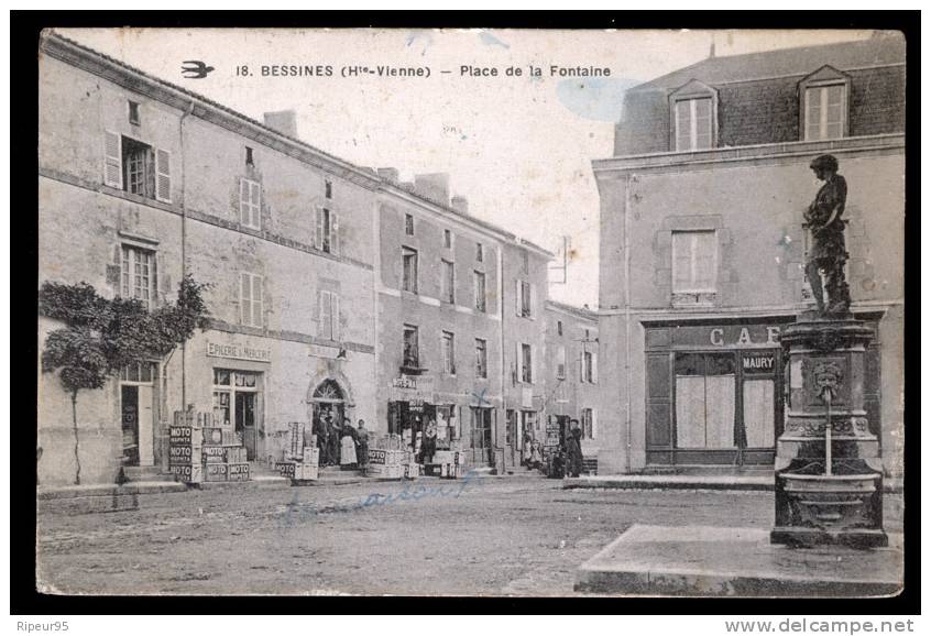 87 BESSINES - Place De La Fontaine ** CAFE - MAURY & EPICERIE ET MERCERIE ** - Bessines Sur Gartempe