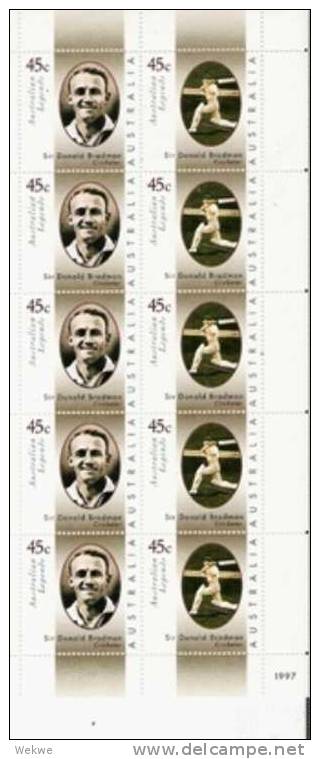 Spz305/ Cricketer-Legende, Kleinbogen 1997 ** MNH - Blokken & Velletjes