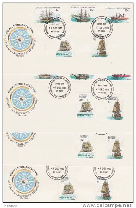 Australian  1980 Ships Definitives X 4 Antartic Bases Covers    FDC - Other & Unclassified