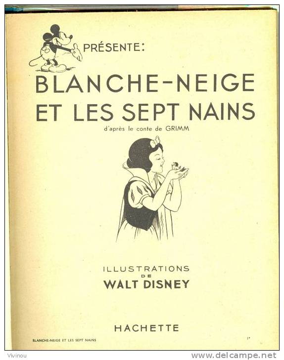 Blanche Neige Et Les Sept Nains - Hachette - 1948 Avec Jaquette D'origine - Disney