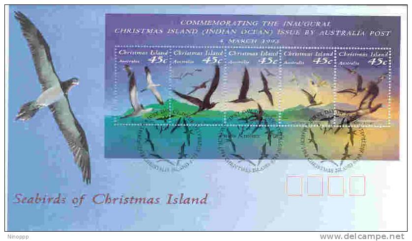 Christmas Island  1993  Seabirds  Of  Christmas  Island  MS FDC - Christmaseiland