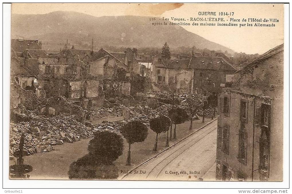 RAON L´ETAPE   -     ** PLACE DE L´HOTEL DE VILLE ** Après La Démolition  -    Editeur : C.CUNY De ST DIE   N° 336 - Raon L'Etape