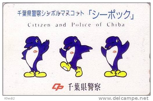 Télécarte Japon / 110-011 - COMICS - ANIMAL - DAUPHIN ** CHIBA POLICE ** - DOLPHIN - DELPHIN / Polizei - GOLFINO - 62 - Delfines