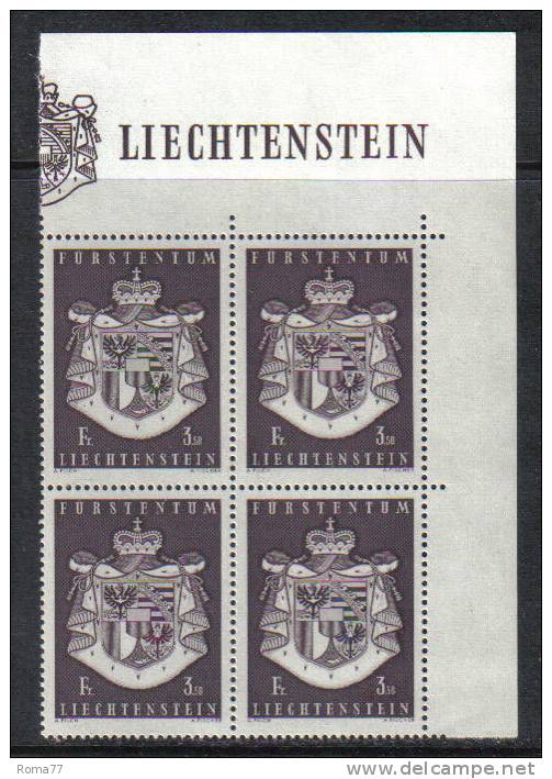 LIECH11 - LIECHTENSTEIN 1969 : Stemma , Quartina Del N. 455  *** - Ongebruikt