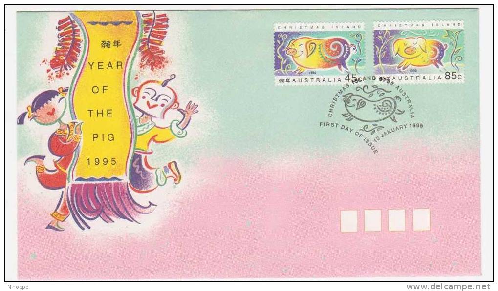 Christmas Island 1995 Year Of The Pig  FDC - Christmaseiland