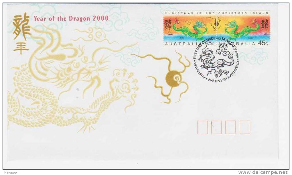 Christmas Island 2000 Year Of The Dragon FDC - Christmas Island