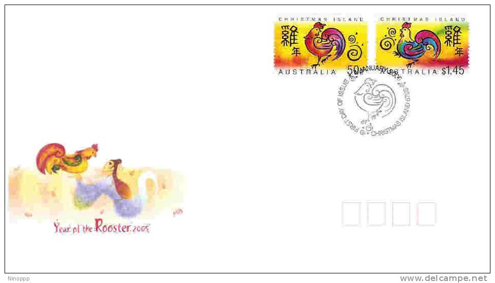 Christmas Island 2005 Year Of The Rooster Set   FDC - Christmas Island