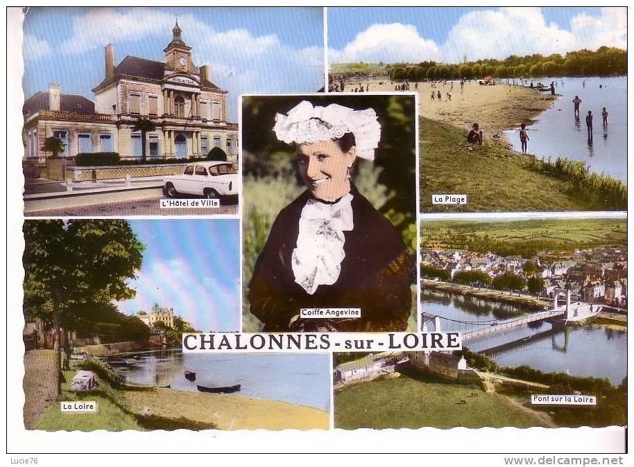 CHALONNES SUR LOIRE -  5 Vues :  Hôtel De Ville - La Plage - La Loire - Pont Sur La Loire - Coiffe Angevine  - - Chalonnes Sur Loire