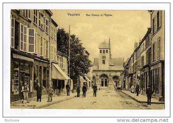 Cpa VOUZIERS Rue Chanzy Et Eglise JOLIE ANIMATION  Ed Winling - Vouziers