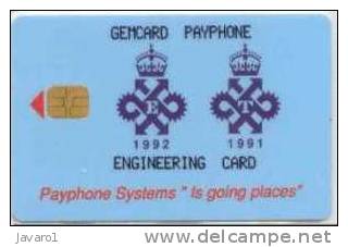 GEMCARD PAYPHONE QUEENS AWARD ENGINEERING CARD  TEST - A Identificar