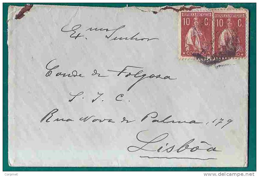 PORTUGAL Pair Of CERES - 10c On COVER With COAT OF ARMS WAX SEAL - CIRCULATED In LISBOA - Maximumkarten (MC)