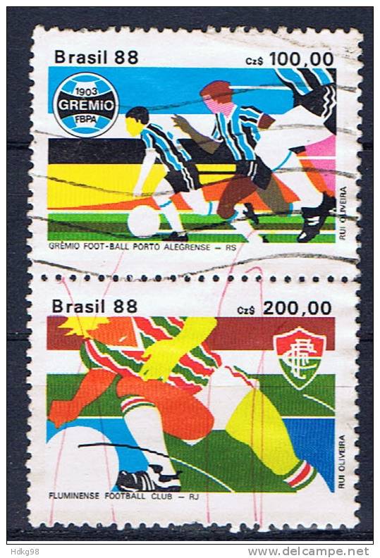 BR+ Brasilien 1988 Mi 2266-67 Fußball - Gebruikt