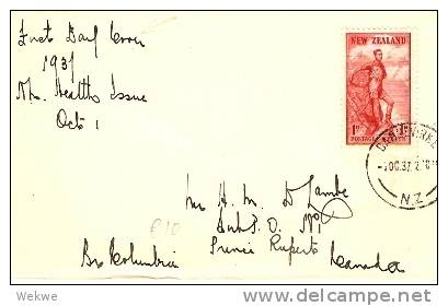 NZ059 / Health 1937(Bergsteiger)FDC Nach Canada - Brieven En Documenten