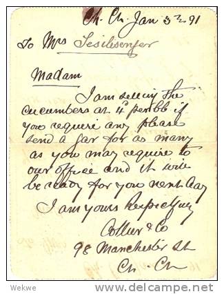 NZ080 / Victoria Kartenbrief 18 II(1 Penny Neuer Wert)1891 - Lettres & Documents