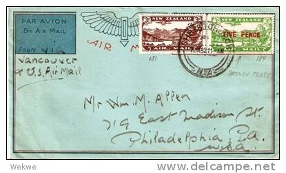 NZ152 / Luftpost USA Via Kanada 1932.Five P .von Fehlerhafter Platte - Cartas & Documentos