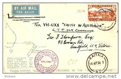 NZ161 / Faith In Australia.Flug NZ-Australien 1934 Mit SG 550 - Lettres & Documents