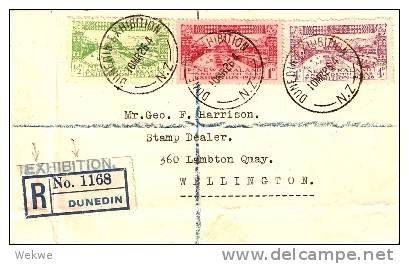 NZ164 / Dunedin-Expo 1925 Satz-E/schr.mit Expo-R-Zettel - Storia Postale