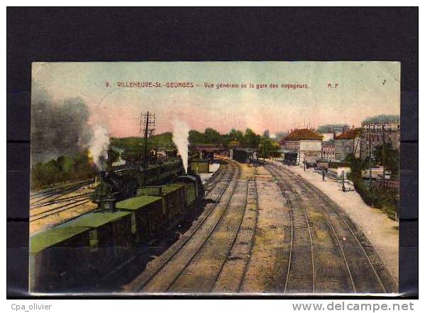 94 VILLENEUVE ST GEORGES Gare Des Voyageurs, Intérieur, Train Vapeur, Colorisée, Ed AP 9, 1928 - Villeneuve Saint Georges