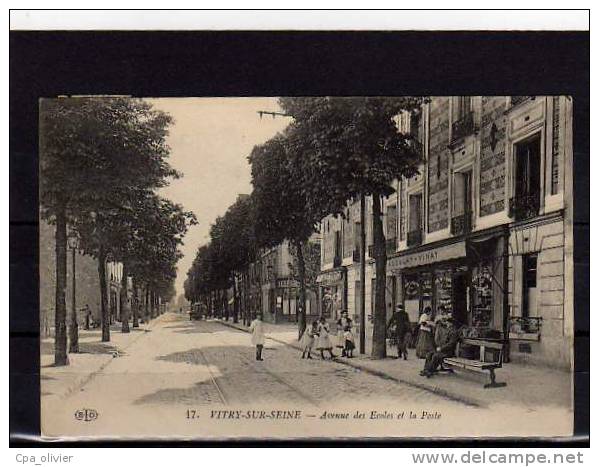 94 VITRY SUR SEINE Avenue Des Ecoles, Bureau De Poste, Café, Animée, Ed ELD 17, 1914 - Vitry Sur Seine