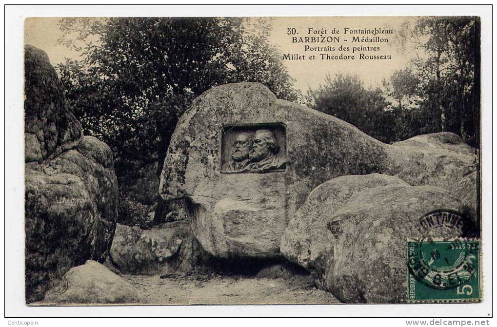 I5 - BARBIZON - Forêt De Fontainebleau - Médaillon - Portraits Des Peintres MILLET Et Théodore ROUSSEAU (1911) - Barbizon