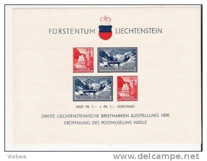 Spz370/  LIECHTENSTEIN -  Markenausstellung 1936, Block Nr. 2 ** - Blocs & Feuillets