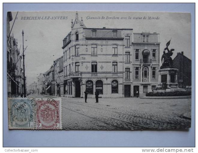 Vintage CA 1900 Postcard AK Belgium Berchem Lez Anvers Chaussee De Berchem Avec La Statue De Merode - Otros & Sin Clasificación