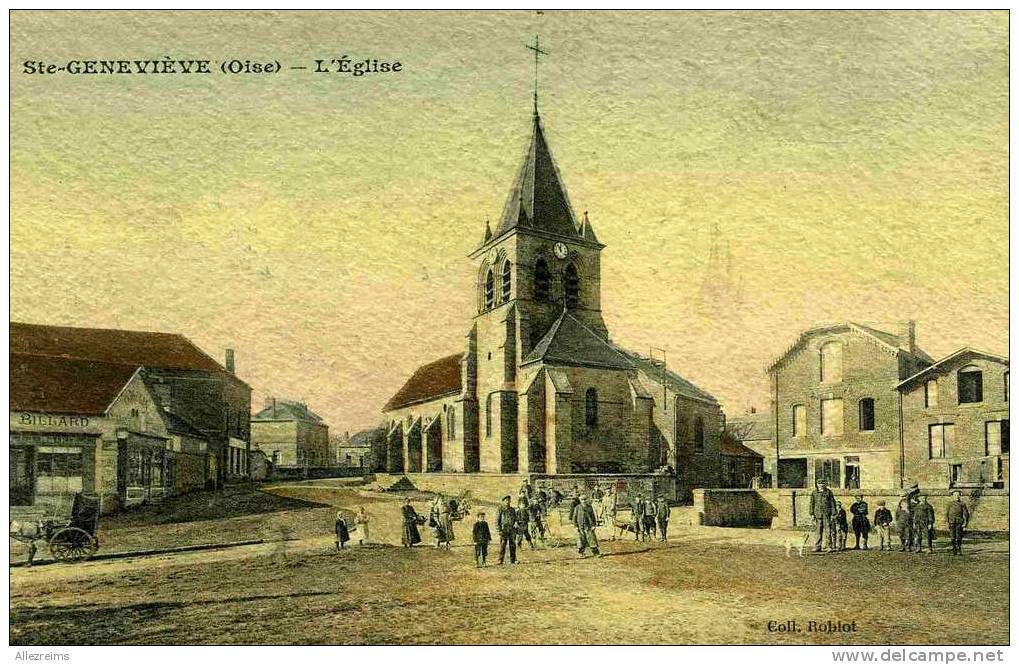 CPA 60: SAINTE  GENEVIEVE   L'église Trés Animée     A VOIR !! - Sainte-Geneviève