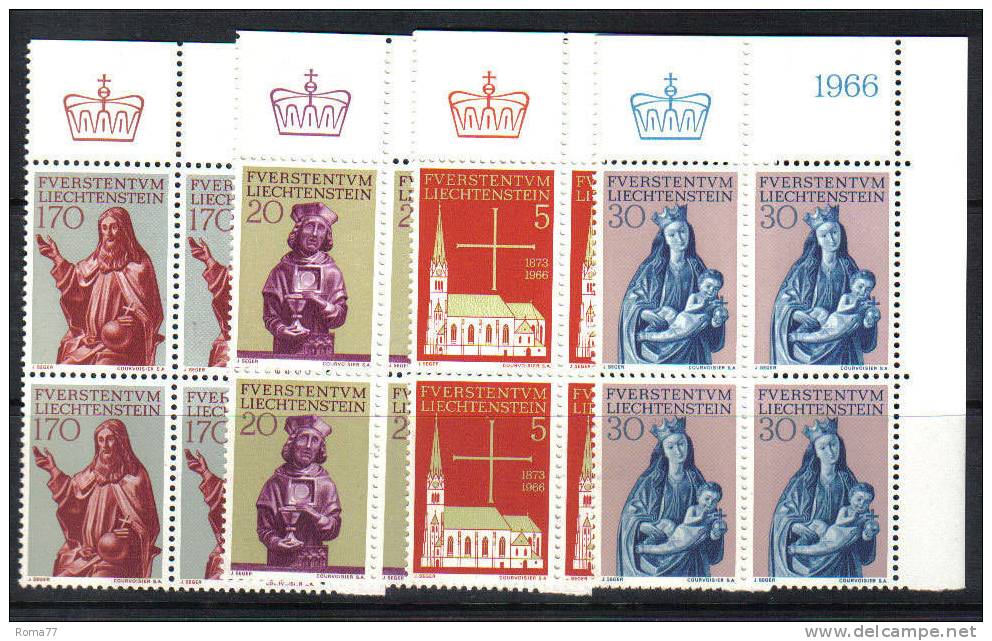 LIECH57 - LIECHTENSTEIN 1966 : Chiesa Di Vaduz Serie N. 418/21  *** Quartina - Ungebraucht