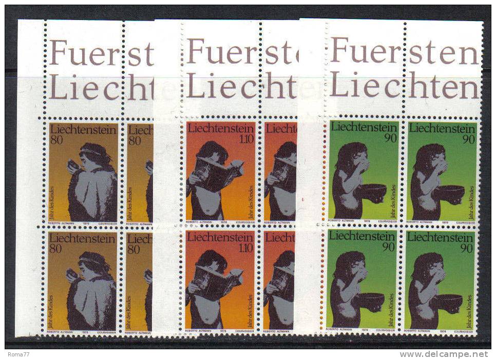 LIECH8  - LIECHTENSTEIN 1979 : Serie N. 666/668 In Quartina  *** - Ungebraucht