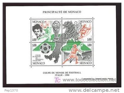 MONACO 199O COPA DEL MUNDO DE FOOTBALL ITALIA-90 MINI BLOCK YVERT Nº 50 - 1990 – Italien