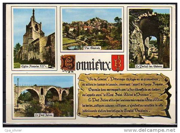 84 BONNIEUX Multivue, Eglise, Pont Julien, Vue Générale, Historique, Ed Photoguy, CPSM 10x15, 197? - Bonnieux