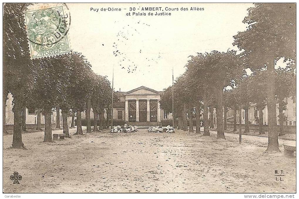 CPA De AMBERT - Cours Des Allées Et Palais De Justice. - Ambert