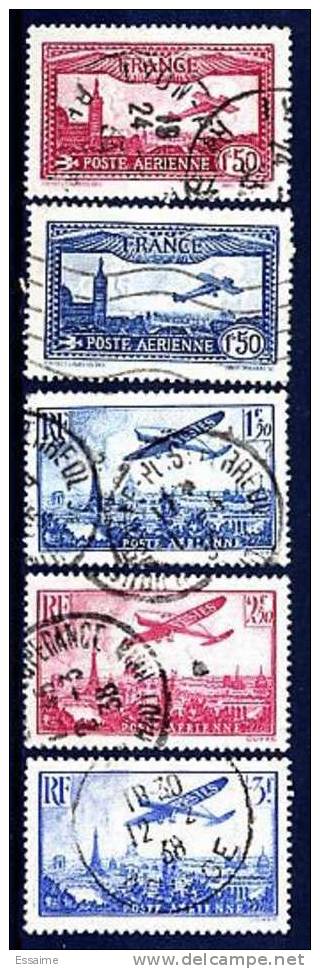 France Poste Aérienne N° 5,6,9,11,12 Oblit. - 1927-1959 Matasellados