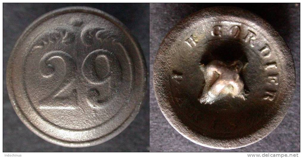 BOUTON Militaire  Bombé  Petite Taille N° 29   H. CORDIER  PARIS   PORT  OFFERT - Buttons