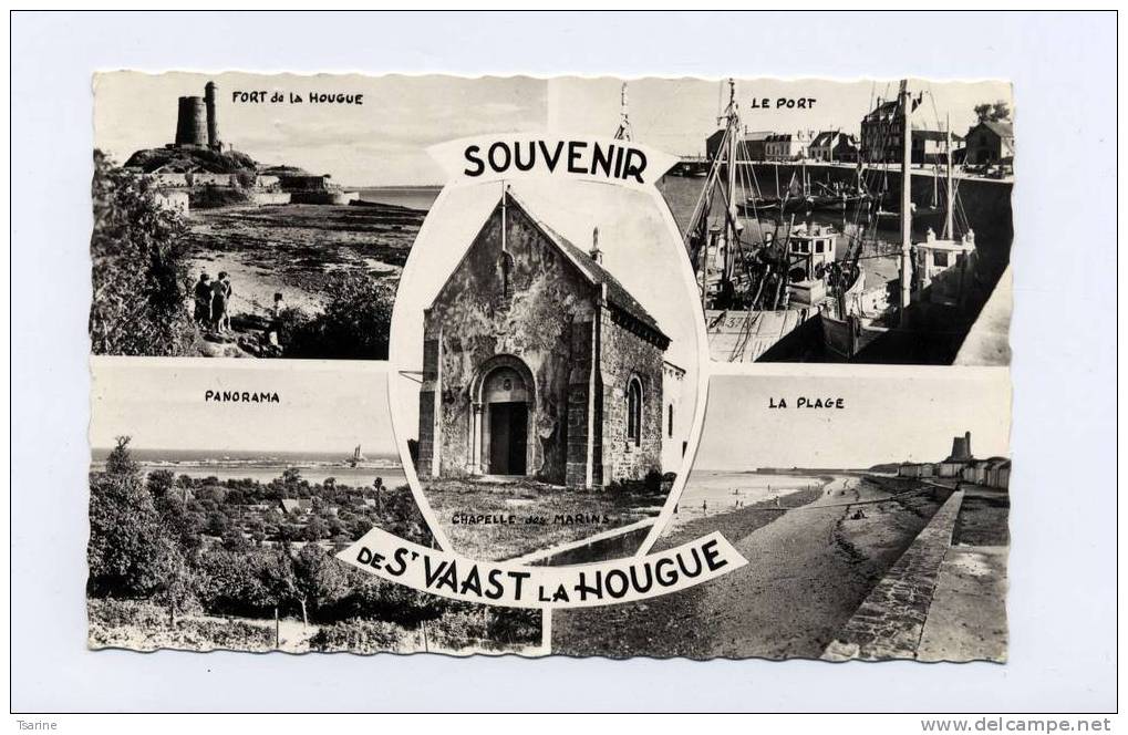 50 - Souvenir De St Vaast La Hougue : Chapelle Port Plage Et Fort - Saint Vaast La Hougue