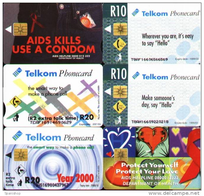 Southafrica Lot Of 6 Differents Phonecard - Telecarte - Südafrika