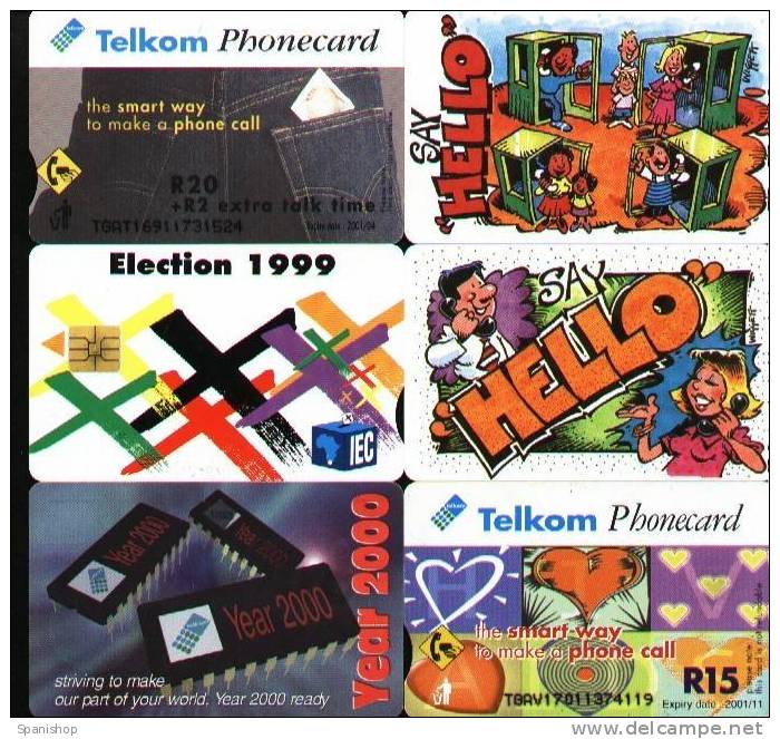 Southafrica Lot Of 6 Differents Phonecard - Telecarte - Suráfrica