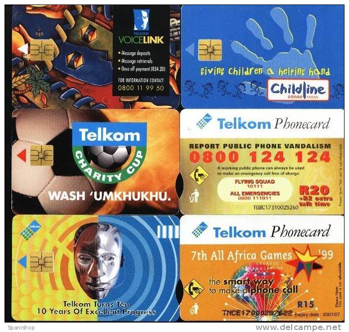 Southafrica Lot Of 6 Differents Phonecard - Telecarte - Suráfrica